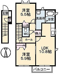 アルファB 2LDKの間取図画像