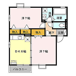 リビングタウンいせB 2DKの間取図画像