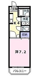 マンションＬＩＶＥ 2階1Kの間取り