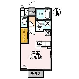 ティアモ 1階ワンルームの間取り