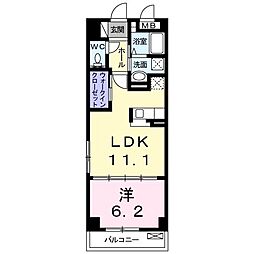 グリーンパロット 1LDKの間取図画像