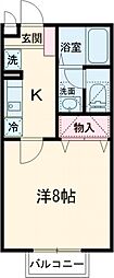 ヴェルメゾン　B棟 1階1Kの間取り