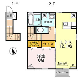 ベルメゾンA 1LDKの間取図画像