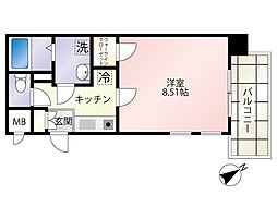 第18友建ビル 7階1Kの間取り