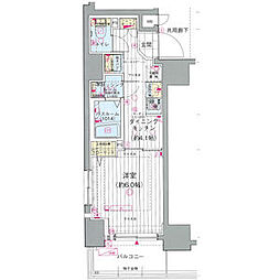エステムプラザ川崎 1DKの間取図画像
