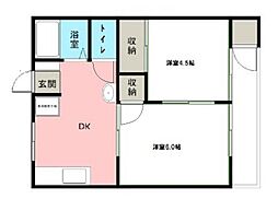 メゾンヨシダ 2階2DKの間取り