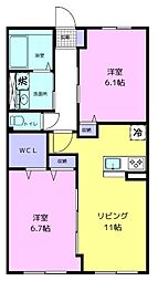 ルピナス 1階2LDKの間取り
