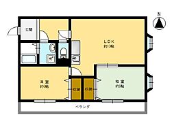 ライフステージ広瀬引土 2LDKの間取図画像