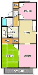 プレミールハイツ参番館 2階3DKの間取り