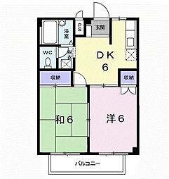 畠田ハイツ 1階2DKの間取り
