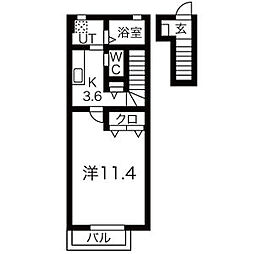 リュネール 1Kの間取図画像