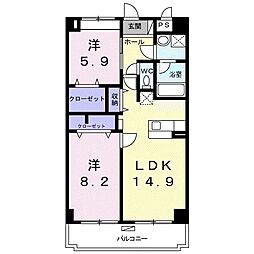 プランドールM 2LDKの間取図画像