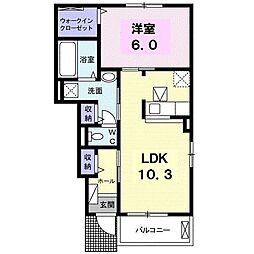 ラネ・ド・シアンB 1LDKの間取図画像