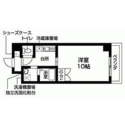 アミティエ六条 2階1Kの間取り