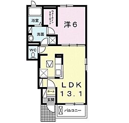 ブランド　ラクーンＡ 1階1LDKの間取り