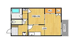 サンパティーク東谷山 4階1LDKの間取り