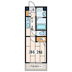 メゾン・ド・ベル 1階1Kの間取り