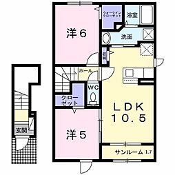 チラクシングプレイス 2LDKの間取図画像