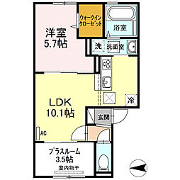 セキュレア須屋　C棟 1階1LDKの間取り