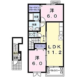 サンリットハウス桜井台 2LDKの間取図画像