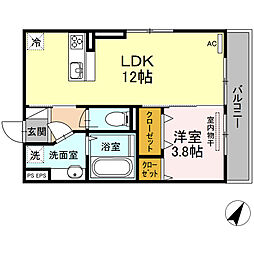 フローレンス 1LDKの間取図画像