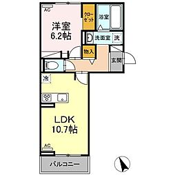 プランドールX 303 3階1LDKの間取り