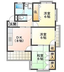 ドミール92 3階3DKの間取り