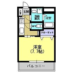 ラ・フォーレ郡元 1Kの間取図画像