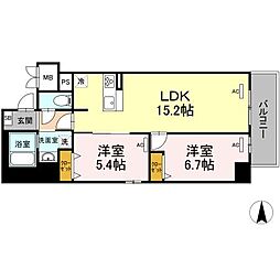 ParkAvenueWest 2LDKの間取図画像