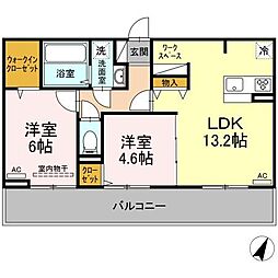 D'プレイスみずき台 2LDKの間取図画像
