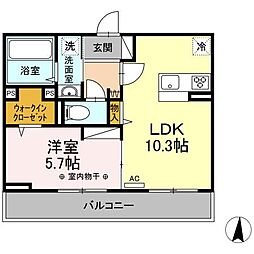 グラン ショコラ 2階1LDKの間取り