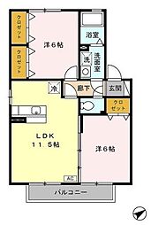 セジュールくり2 2LDKの間取図画像