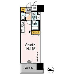 ParkAvenueEAST ワンルームの間取図画像