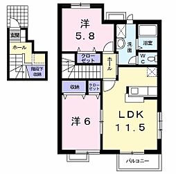 サンハイムM2 2LDKの間取図画像