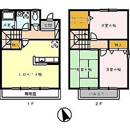 ＣＯＵＲＴ皆賀 1階3LDKの間取り