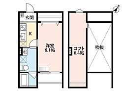 南海高野線 堺東駅 徒歩19分の賃貸アパート 2階1Kの間取り