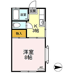 仙台市営南北線 長町南駅 徒歩6分の賃貸アパート 1階1Kの間取り