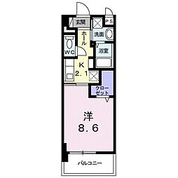 ラ・メール新都心 3階1Kの間取り