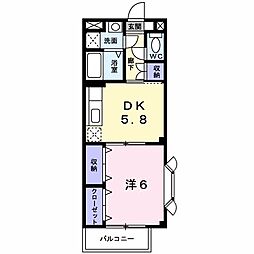 アルファ2000A 1DKの間取図画像