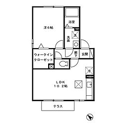 レジデンス’95 E棟 1階1LDKの間取り