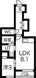 スカイヴィレッジ盛南2 1LDKの間取図画像
