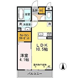 グランコンフォートB 1LDKの間取図画像