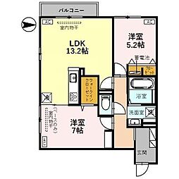 ブランシャレム 2LDKの間取図画像