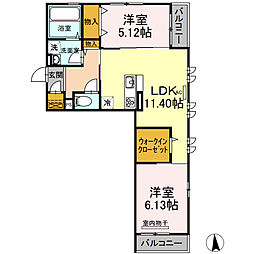 Amapola Annex（アマポーラ アネックス） 2階2LDKの間取り