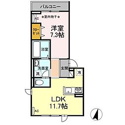 D-room・K 2階1LDKの間取り