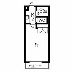 パレス名四十一屋 2階1Kの間取り