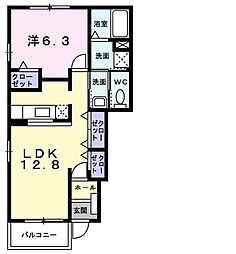 プリムローズA 1LDKの間取図画像