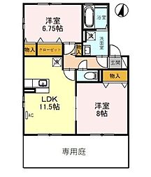 サンライズヒル 2LDKの間取図画像