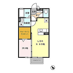 ラ・フーガ 2階1LDKの間取り