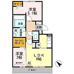 桜橋山荘 2LDKの間取図画像